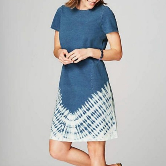 J. Jill Dresses & Skirts - *J. Jill Indigo Crew Neck Tie Dye Shift Dress